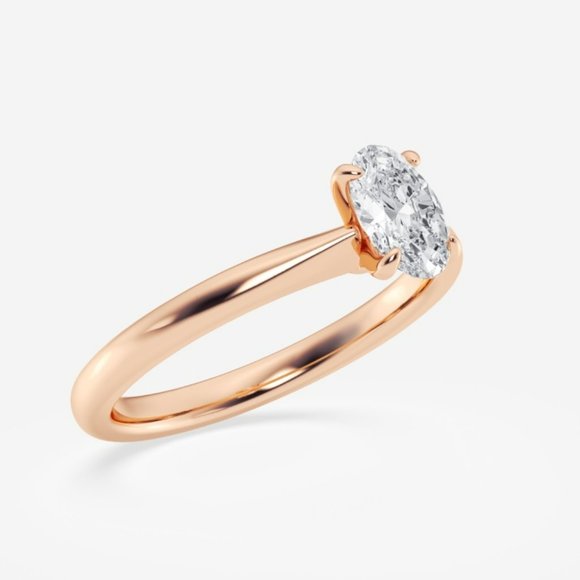 1 ctw Oval Lab Grown Diamond Petite Solitaire Engagement Ring - Picture 5 of 7